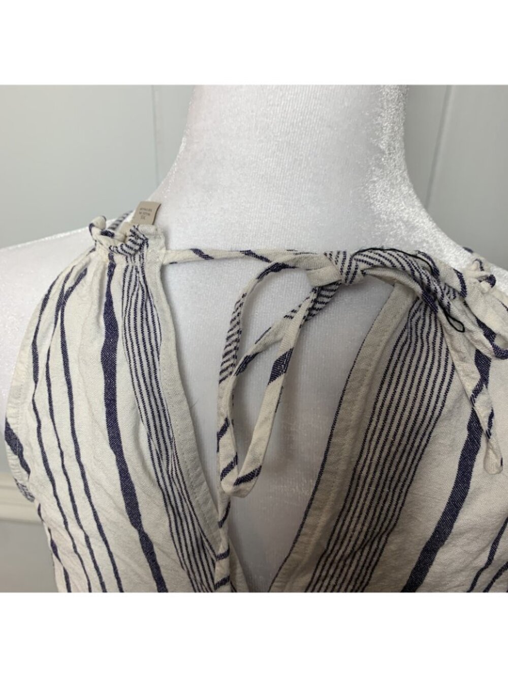 Loft Lightweight Linen Blend Blue And White Stripes Boho Vacation Beach Dress XS - Picture 5 of 11